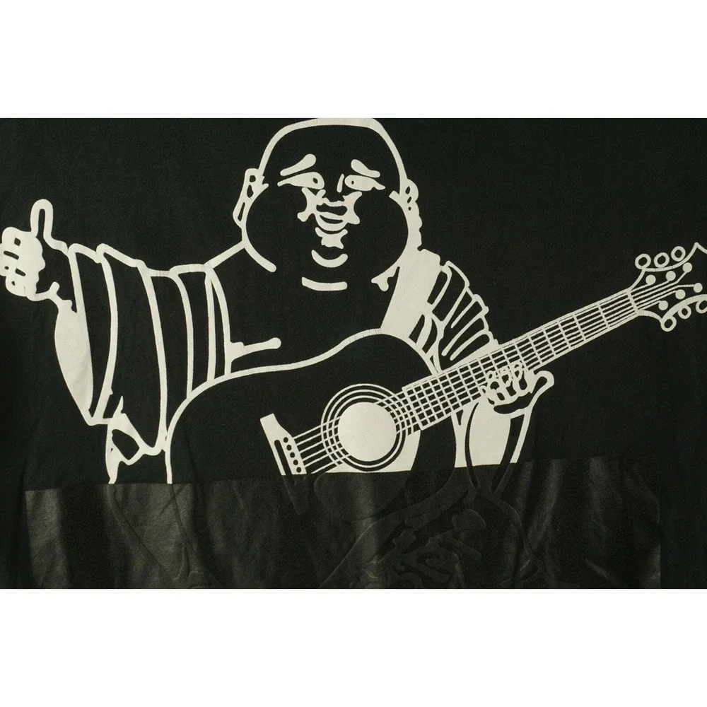 True Religion Big Buddha Men's Medium Short Sleeve‎ Black Graphic Crew T-Shirt
